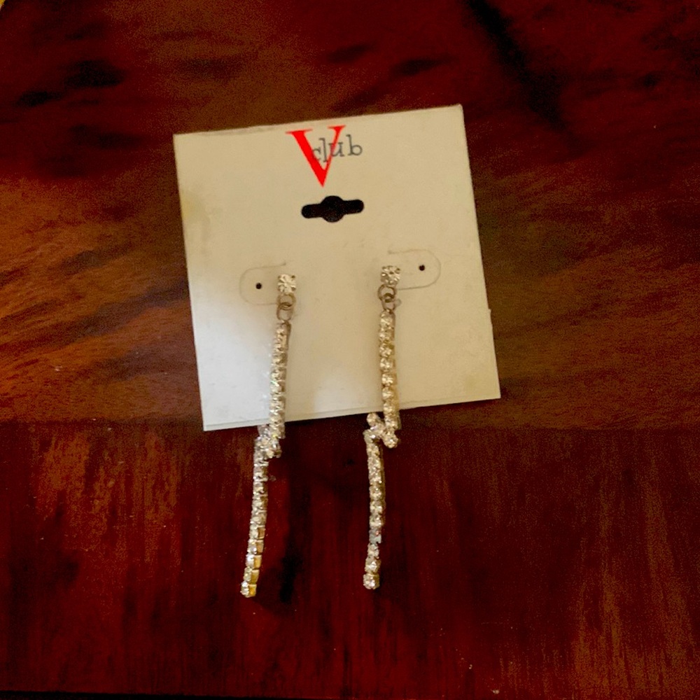 Rhinestone lightning bolt earrings